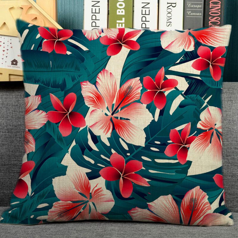 18 "Tropische Bladeren Gezellige Bank Kussen Thuis Decoratieve Kussen Met Tropische Palm Monstera Bladeren Print Voor Zomer Groen Decor