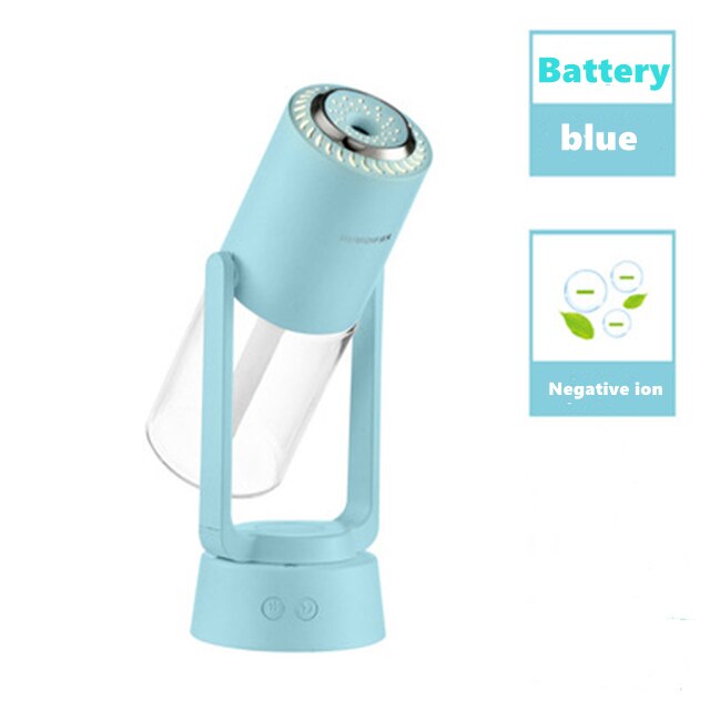 Auto-Rotate Draadloze Magic Shadow Luchtbevochtiger Usb Mist Spuiten Projector Lamp Ultrasone Cool Mist Maker Geurverspreider Voor Thuis: blue