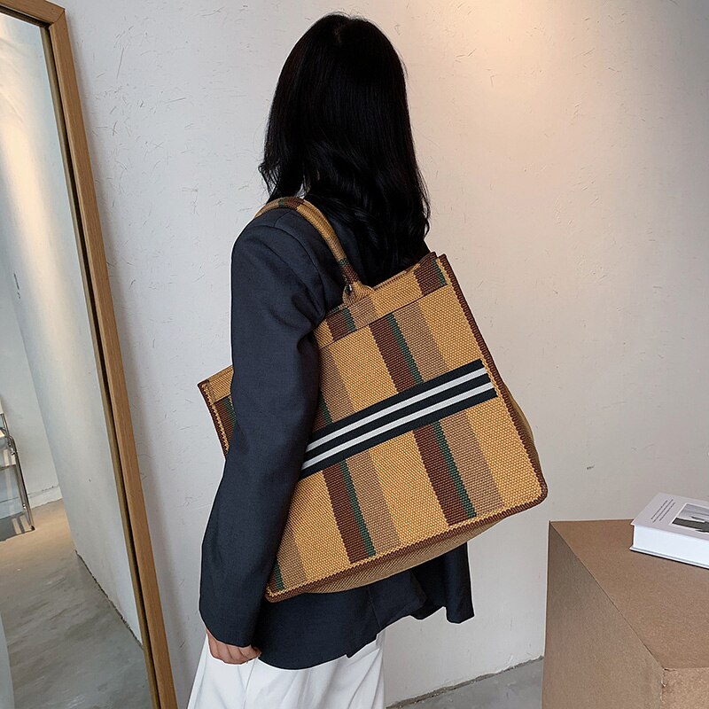 Arrivals Lady Large Capacity Handbags Casual Plaid Shopping Bag Travel Shoulder Bag Female CN(Origin) kawaii bag