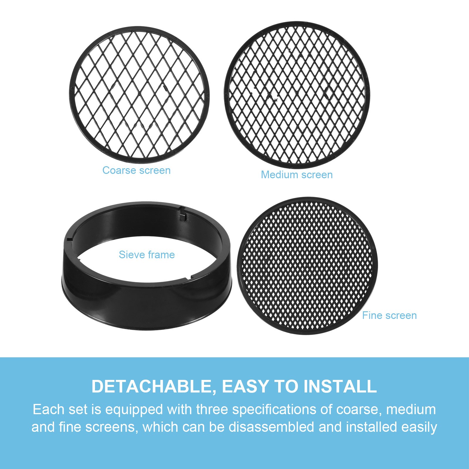 5 sets/20pcs Mesh Sifting Pan Garden Sieve Gardening Tool Riddle Soil Sieve Set