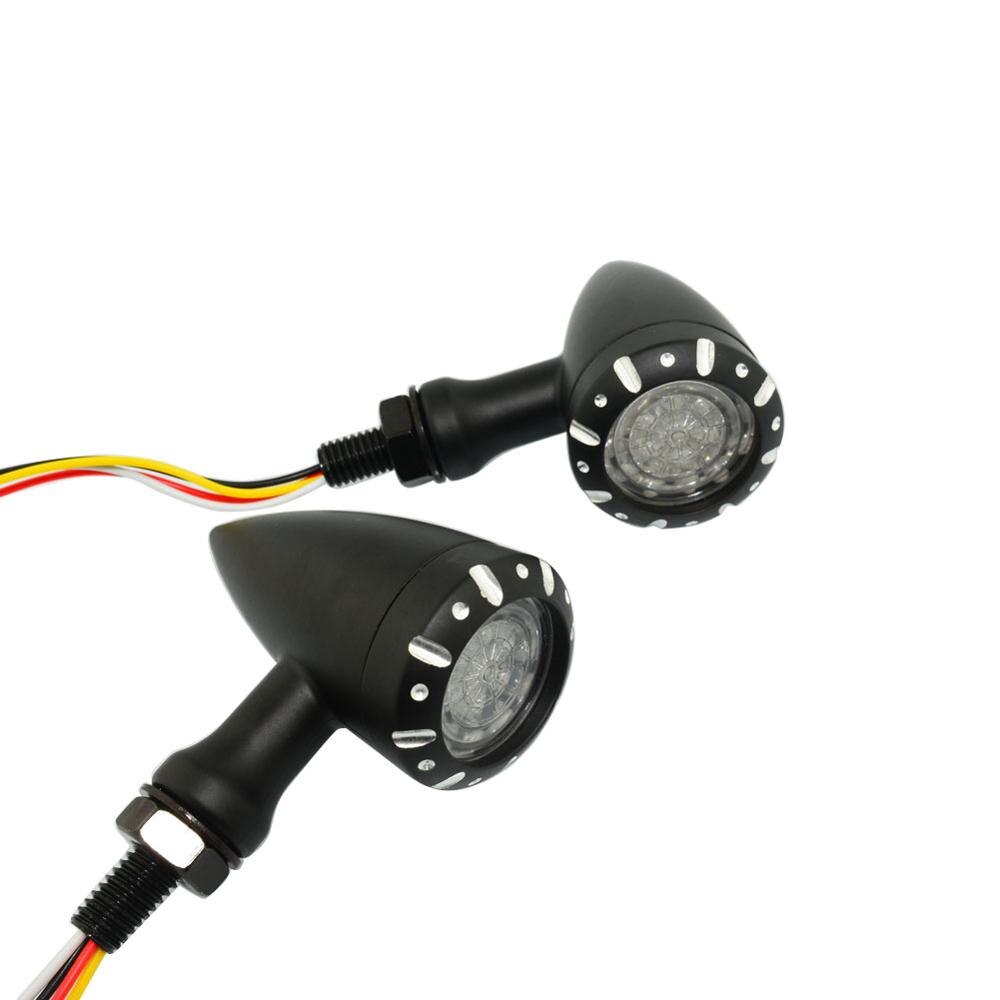 Knipperende LED Turn Signals Brake Blinker Light 12v Voor Harley Chopper Cruiser Bobber Cafe Racer Black Indicator Light