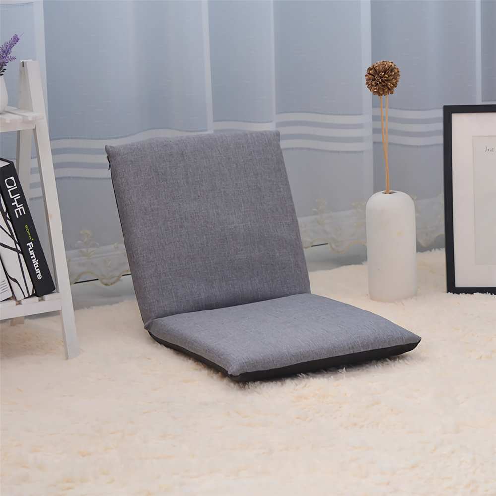Sammenklappelig lænestol justerbar afslappende doven sofa gulv sædehynde liggestol en-person sammenklappelig seng lille sofa rygstol: Grå