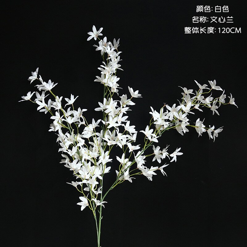 Artificial Flower Branch Silk Artificial Moth Orchid Butterfly Orchid for DIY House Wedding Festival Home Decoration: White