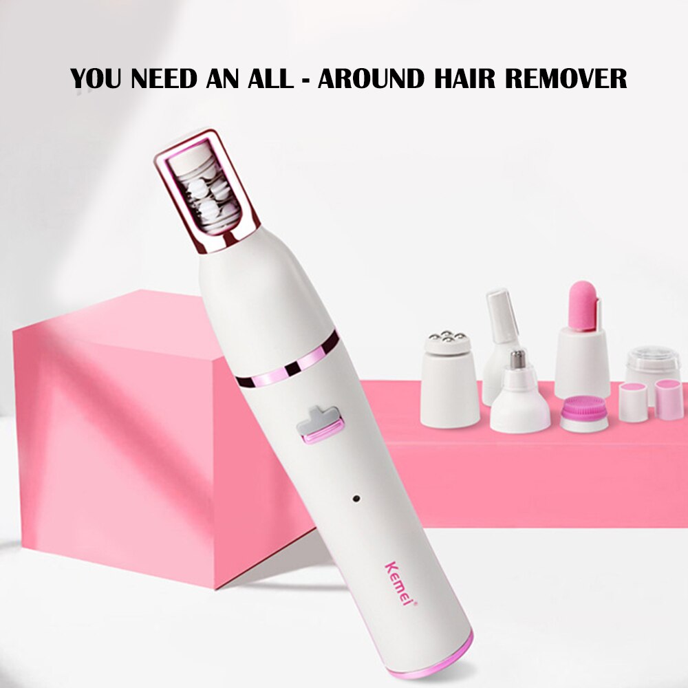 Kemei KM-2189 Electric Facial Cleansing Masage Brush 7 IN 1 Electric Female Epilator Waterproof Women's Shaver Facial Care Tool: Default Title