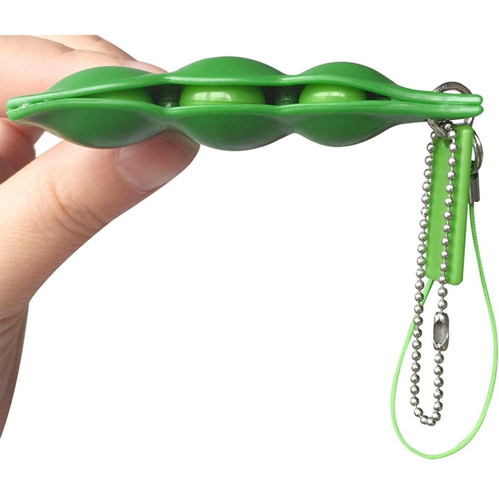 Stress Relief Toys Anti-Anxiety Keyring Squeeze Bean Peanut Pendant Toys Relieve Decompression Toys Infinite Squeeze Chain Key