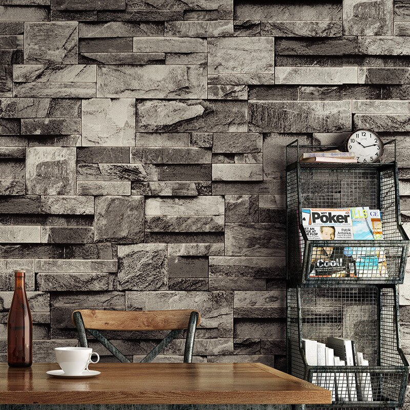 Tapet 3 d tredimensjonalt retro murstein tapet restaurant klesbutikk bakgrunn tapet svart murstein