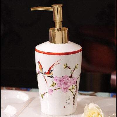 Soap Dispensers Ceramic Emulsion Dispensing Bottle Preser Portable Soap Dispensers Perfume Hand Shower Gel Shampoo Bottle 400ML: Style 1