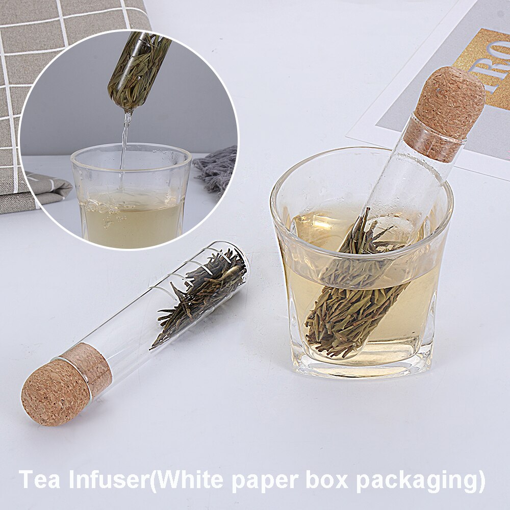 1PC Transparent Glass Tea Strainer Infuser Tea Spoon Infuser Pipe Glass Steeper Mug Diffuser Home Office Tea Tools Accessories