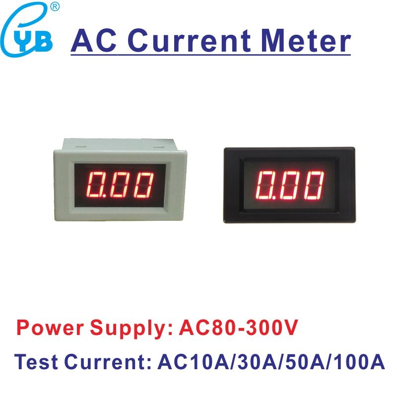 LED Display Red Digital Amp Panel Meter D85 AC Ampere meter AC 80-300V Current Meter AC 10A 30A 50A 100A AC Ammeter Black White