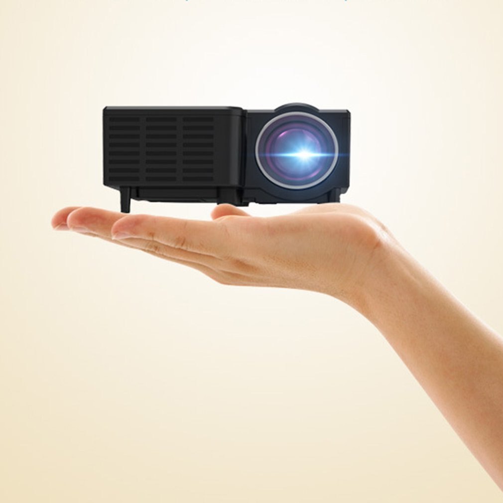 Mini proyector portátil en miniatura Uc28C Led para el hogar para niños pequeños, proyector con cable para el hogar: Black
