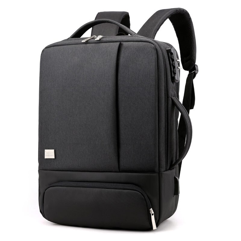 Männer Frauen USB Ladung Reise Geschäft Tasche 15 Zoll Laptop Rucksack Männlichen Wasserdichte Anti-diebstahl Schuh Lagerung Taschen Rucksäcke für Männer: Schwarz