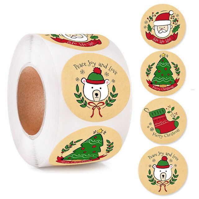 Julfest klistermärke söta klistermärken dekorativt förseglings klistermärke god jul bakning klistermärke kuvert scrapbook klistermärke: J 38mm 500 st