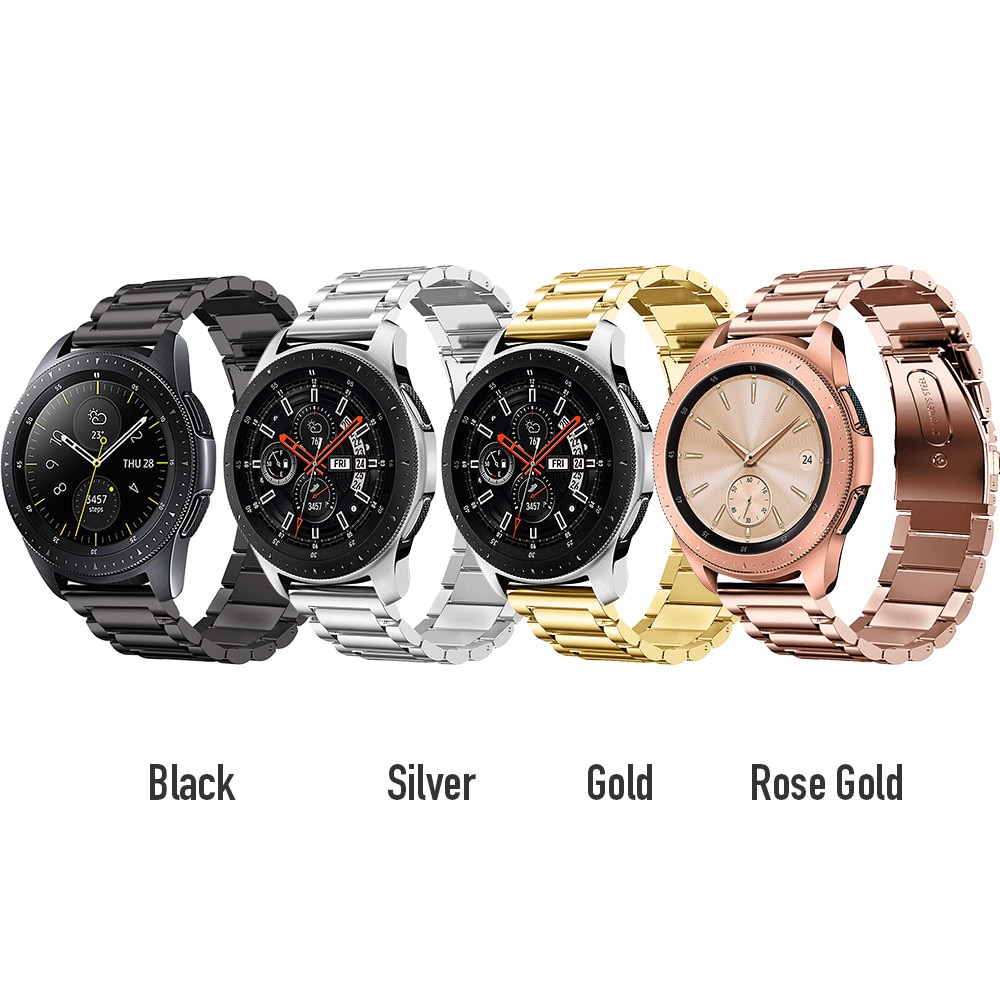 Rustfritt stålbånd for samsung galaxy watch 46mm 42mm rem med 22mm 20mm bredde armbånd metall tre lenker klokkeremmer