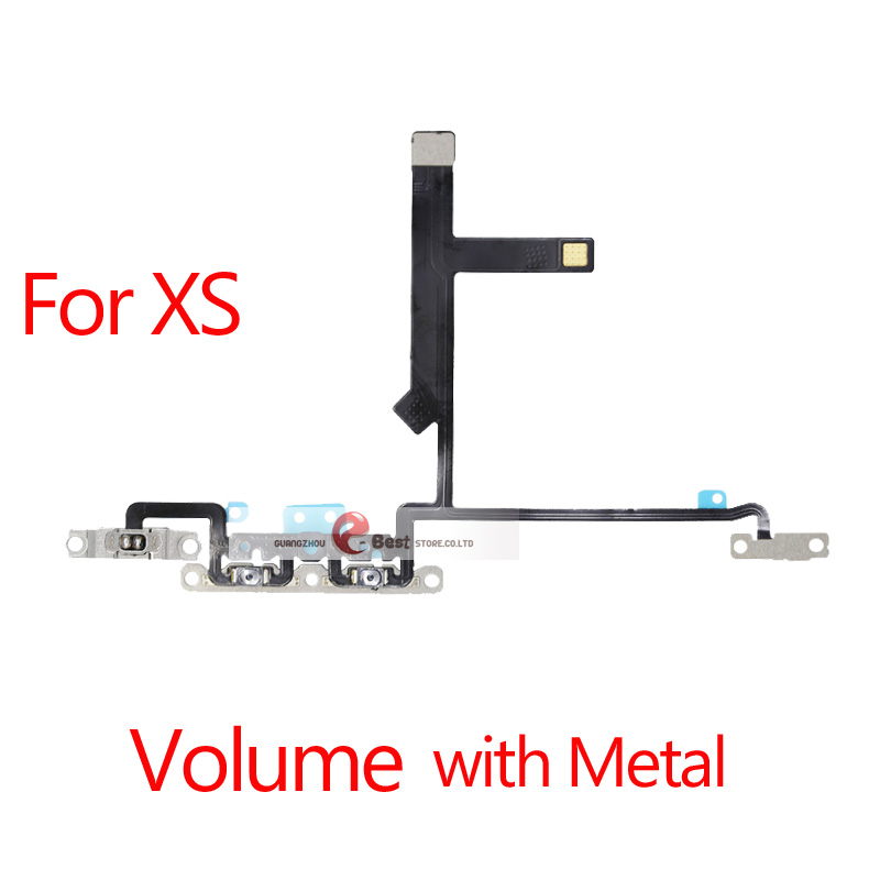 Power Flex dla iPhone 5G SE 6 6s 7 8 Plus 7G 8G 6G X XR XS MAX wyciszenie i przycisk głośności klucz przełącznika przewód zasilający z części metalowe: XS Volume metal