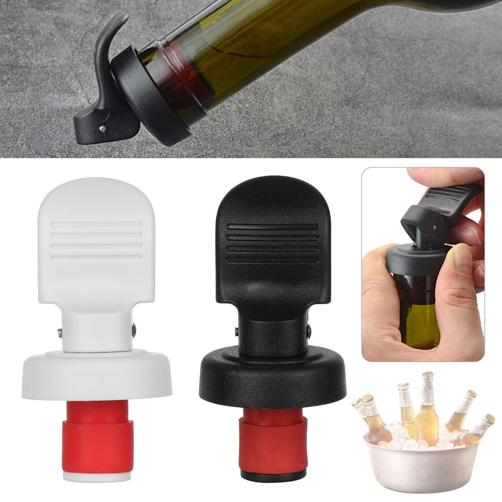 Tapón al vacío de plástico para botella de vino, tapón de corcho sellado, tapas para champán, sellador a presión, tapa de almacenamiento de retención fresca, 1 ud.