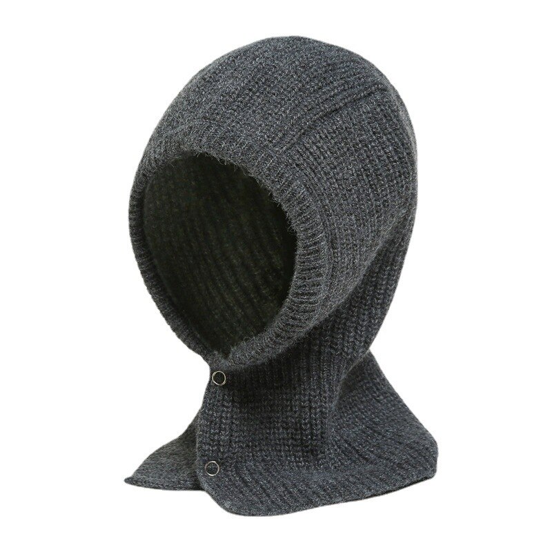 Gorro con capucha para mujer y niña, bufanda de doble uso, de punto grueso y cálido, novedad, Invierno: Grey