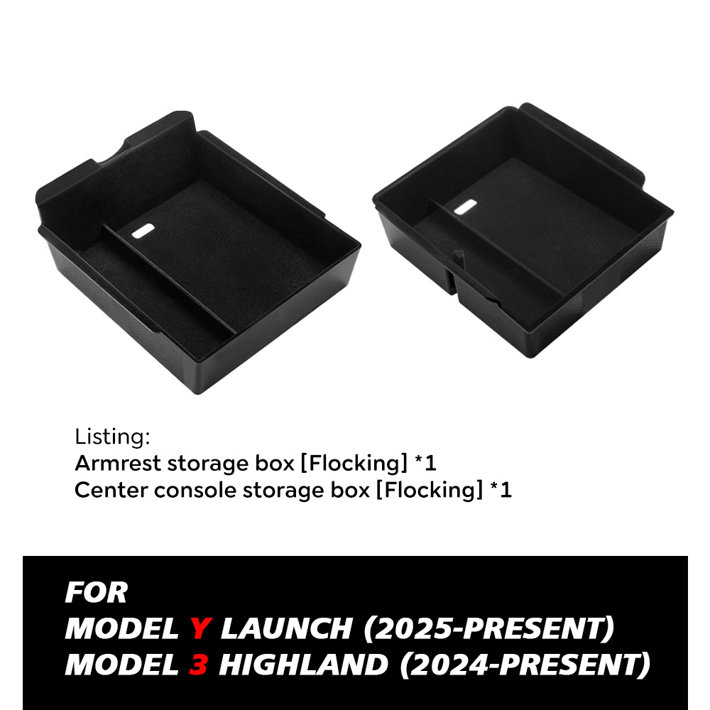 Pour Tesla modèle Y lancement 2025 modèle 3 Highland 2024 Console centrale étui de rangement pour lunettes accoudoir boîte de rangement supérieure: Gris foncé