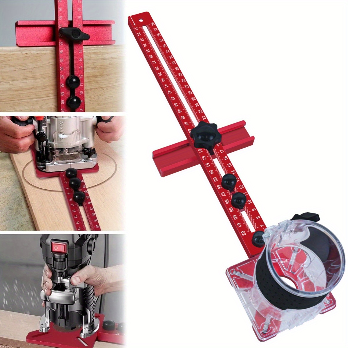 Router Circle Cutting Jig,4 in 1 Router Milling Groove Bracket-Cabinet Jig, Automatic Center Punch-Router Milling Groove Bracket