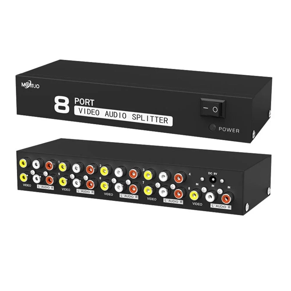 Répartiteur AV 8 Ports, boîtier de séparation Audio vidéo RCA 8 voies, répartiteur RCA 1 entrée 8 sorties 1x4 1x8 CVBS RCA, distributeur Audio vidéo