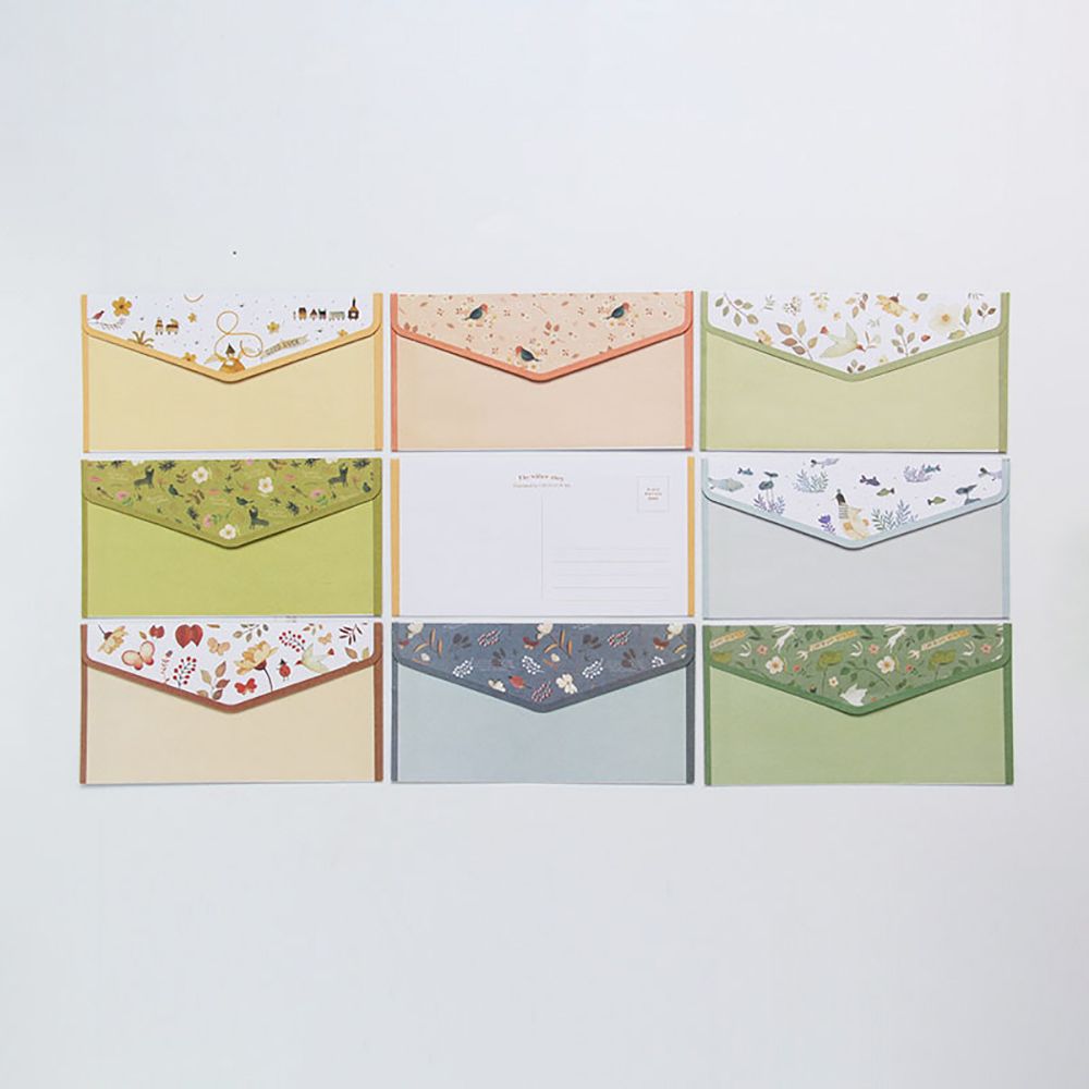9 Pcs/lot Lovely Floral Pattern Envelope Postcard Wedding Invitation Card Paper Bag Wages Letter Paper Cover Office Stationery