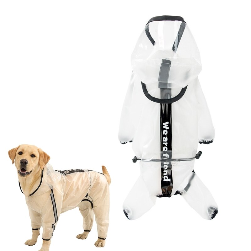 Rain Jacket Poncho with Reflective Strip Pet Waterproof Clothes Hooded Rain Jacket Keep Dogs Happy in the Cold