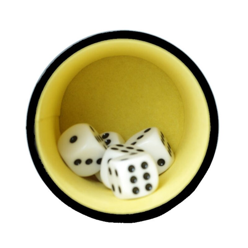 OOTDTY Leather PU Dice Cup Party Board Game Bar KTV Entertainment Dice Box with Dices