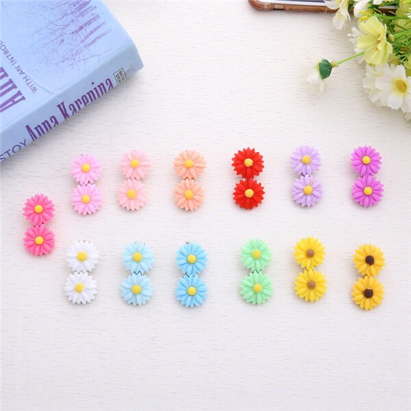 10PCS Hairpins Small Flowers Gripper Children 4 Claws Plastic Hair Clip Clamp for Baby Girls Hair Accessories: Blue