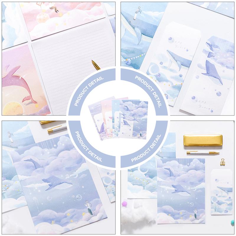 Envelopes 4 Sets Letter Paper Set Letter Paper Delicate Chancery Letters Writing Paper Letter Envelope Office Supplies