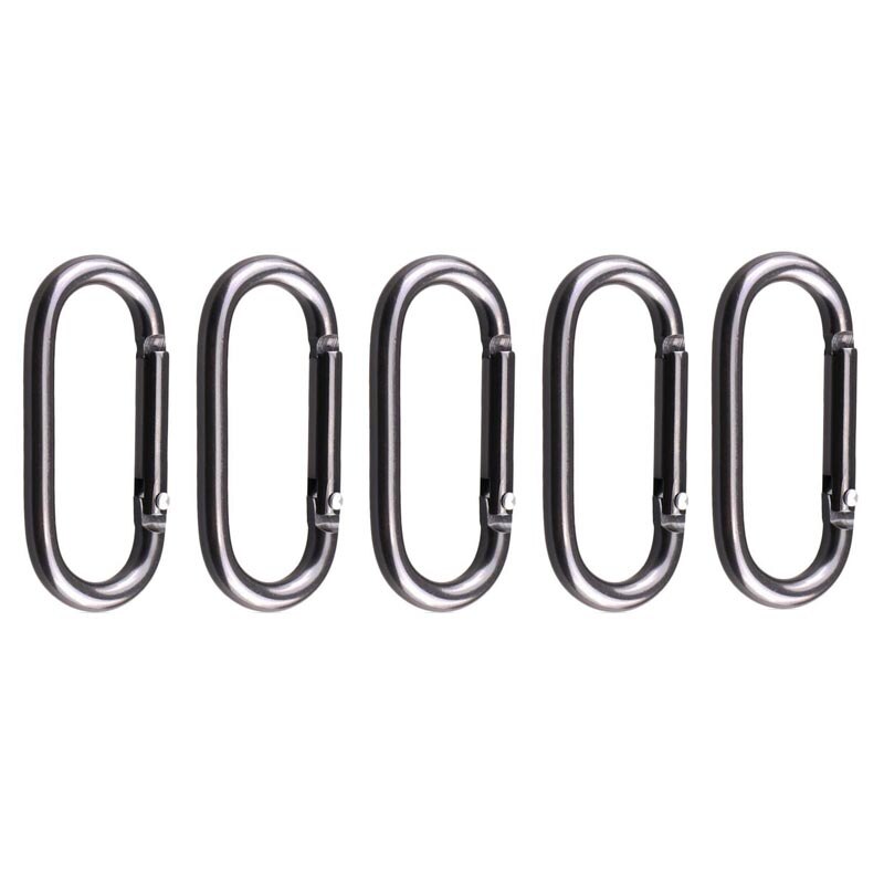 5Pcs Oval Carabiner Hanging Buckle Spring Keychain Clip Hook Carabiner Hanging Buckle Hook for Camping Fishing Hiking: Gray