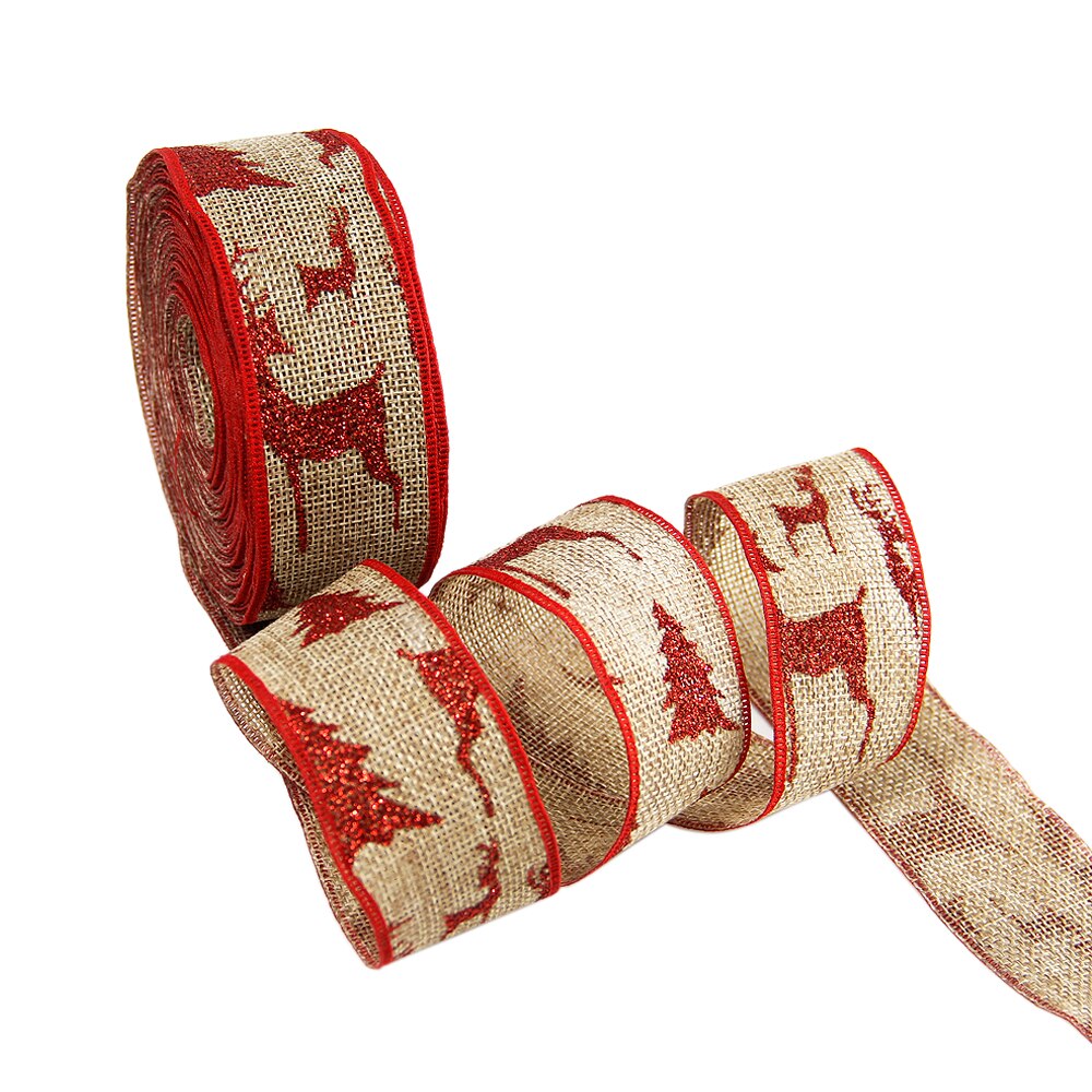 38mm juletræ linned bånd 25 yard, gør-det-selv håndlavede materialer til at lave håndværk festindpakning ,25 yc 2128: 1054589010