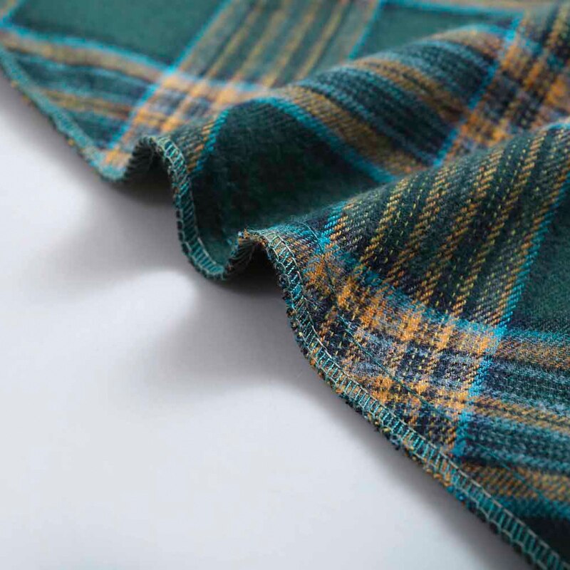 Tonval Turn-Down Kraag Button Up Groene Plaid Herfst Kleding Vrouwen Jurken Vintage Gewaad Elegante Swing Jurk Retro