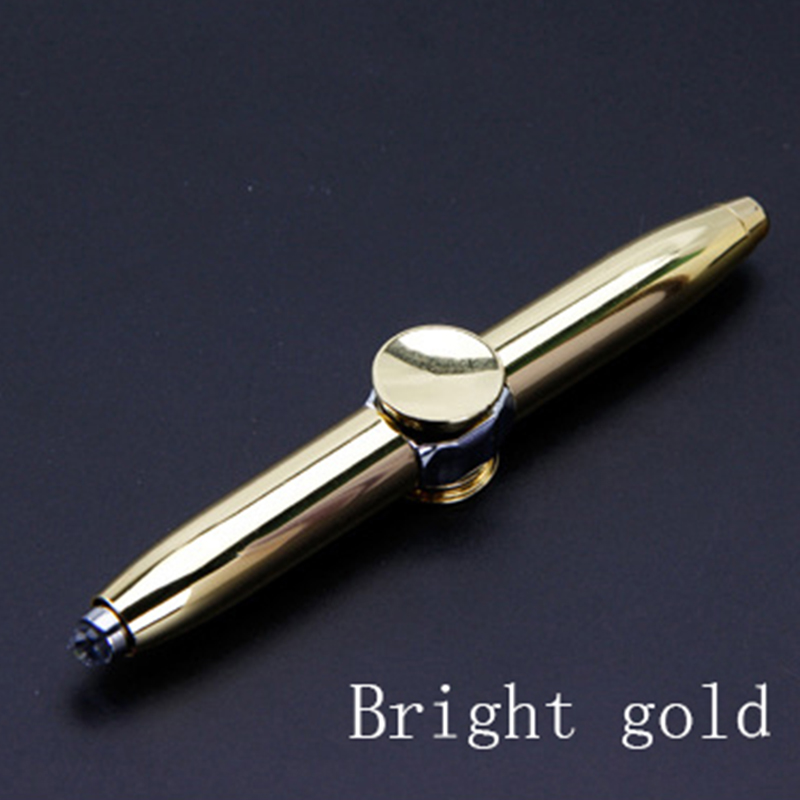 Gold Metal Fidget Spinner Pen Multi-Function Gyroscope Decompression Ball Point Pen LED Light Pens For school&Office Supplies: Bright gold