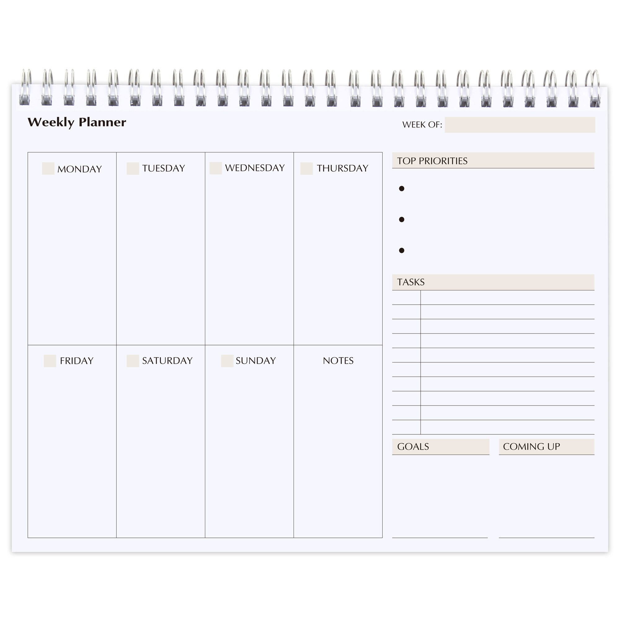 Daily Weekly Non-dated Planner Agendas Desktop Notepad to-Do List Habit Tracker School Office Schedule Stationery: Black