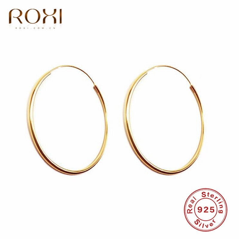 ROXI Large Hoop Earrings Big Smooth Circle Earrings 925 Sterling Silver Exaggerated Brand Loop Earrings for Women Jewelry Brinco