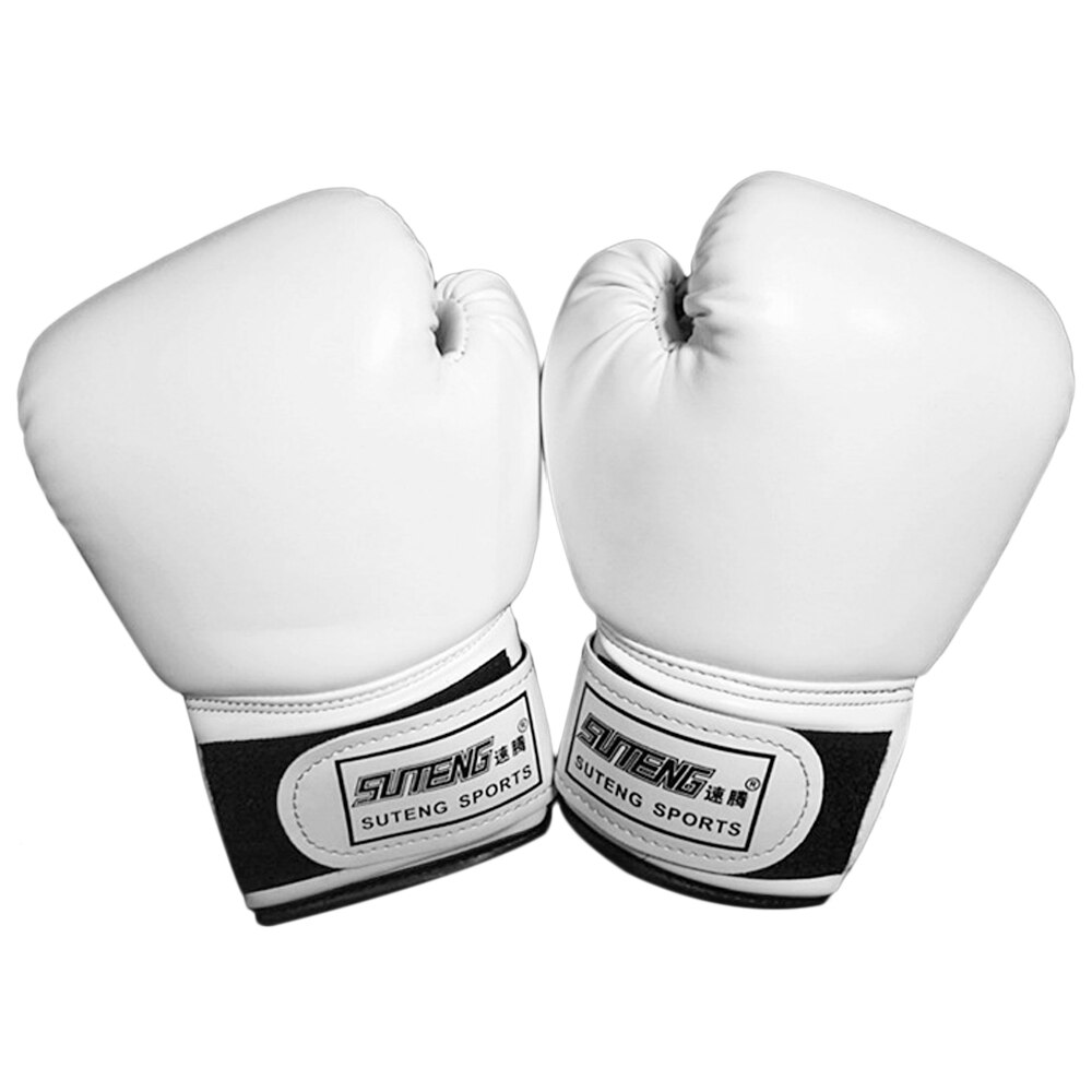 Suteng 1 par børn boksehandsker kick boksning muay thai boksning træningstaske handsker vanter bokseøvelse udstyr: Hvid