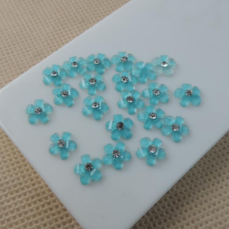 10 Pcs Kleurrijke Hars Bloem 10mm Diy Sieraden Maken Charms Sakura Handgemaakte Accessoires Voor Thuis: Lake blue