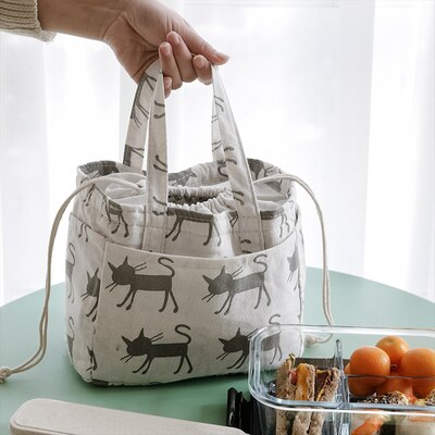 Casual Draagbare Lunch Tas Dots Geïsoleerde Canvas Thermische Voedsel Picknick Lunch Tassen Voor Vrouwen Kids Cooler Lunchbox Tas Tote: 9