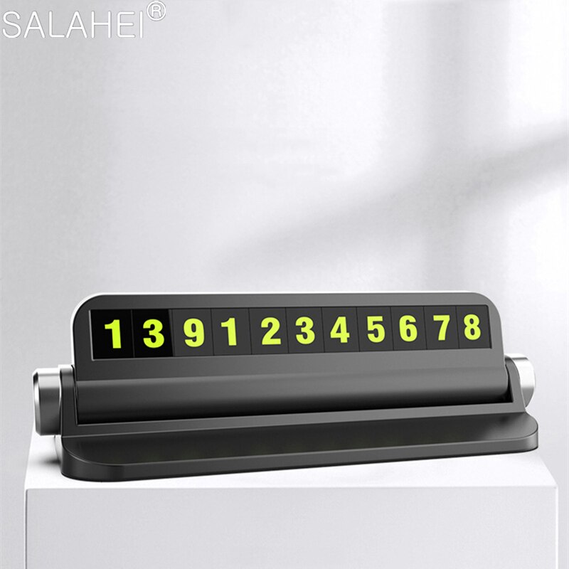 Luminous Rotating Temporary Car Parking Card Car Styling Phone Number Card Hidden Number Plate