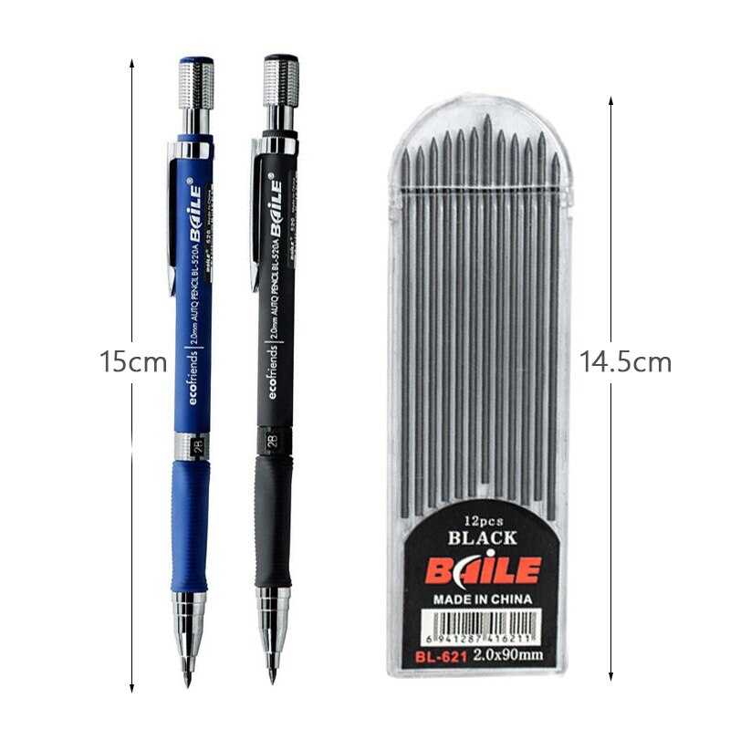 2.0mm Mechanical Pencil Lead Cute 2B Automatic Pencils with Lead Set for Art Sketch Drawing Painting Tools Kawaii Stationery
