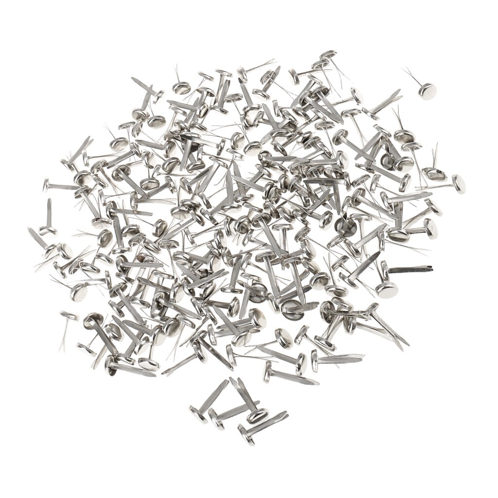 400 Pieces Mini Silver Iron Brad Paper Fasteners for Scrapbooking Embellishment Paper Craft 6 x 13mm