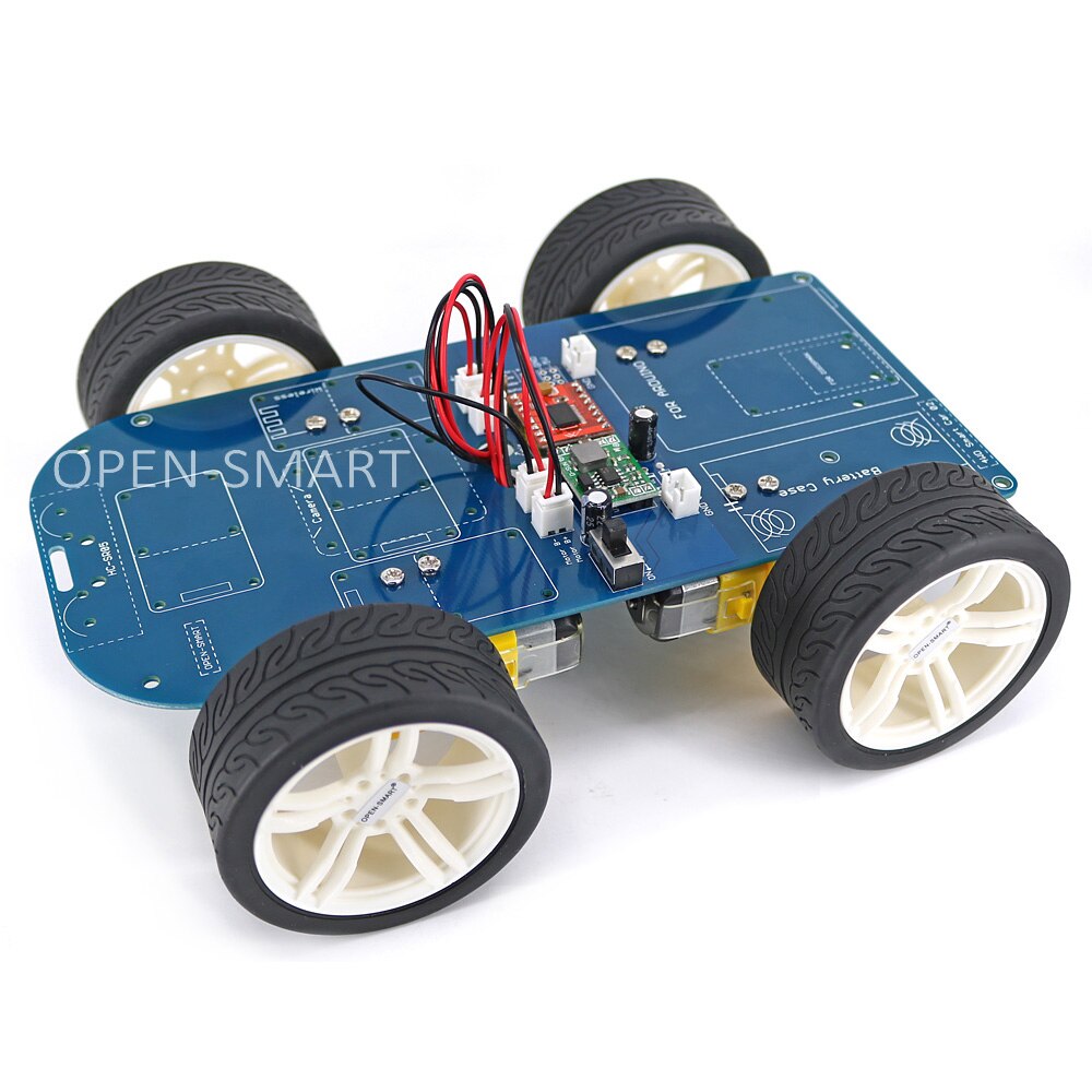 OPEN-SMART 4WD Smart Robot Car Chassis Kit Bluetooth-compatible Rubber Wheel Gear Motor with Tutorial Compatible for Arduino
