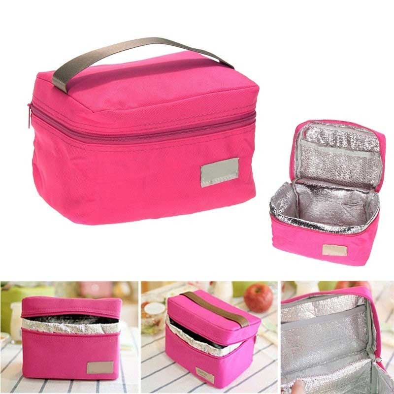 Sac de déjeuner de pique-nique thermique de refroidisseur isolé par aluminium d'oxford de voyage sac de déjeuner fourre-tout imperméable pour l'adulte JAN88 d'enfants: rose red