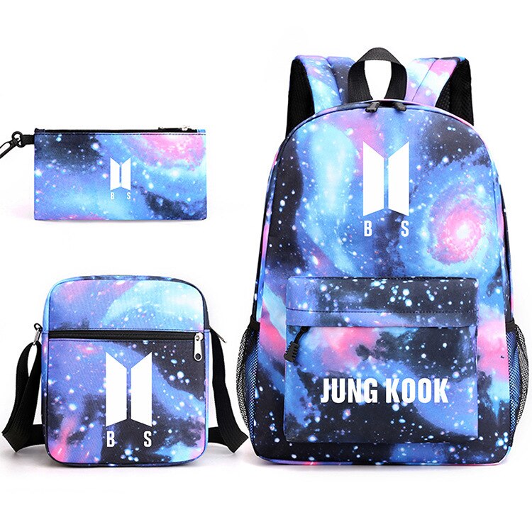 Starry Sky Pattern Schoolbag Pencil Case Shoulder Bag Set Large Capacity Backpack JIN SUGA J HOPE JIMIN V JUNGKOOK Travel Bag: 04