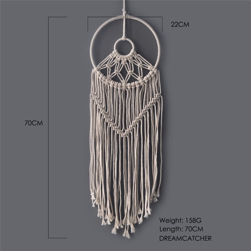 Macramé nórdico atrapasueños tapiz decoración de habitación decoración de granja hecho a mano atrapasueños: J