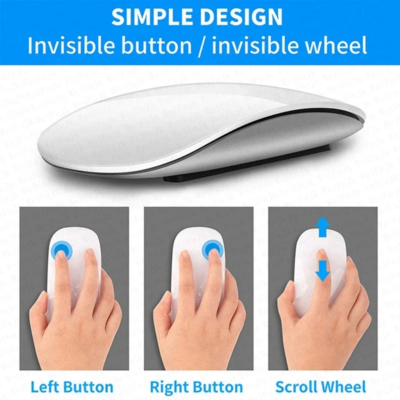 Kabellose Bluetooth-Maus für Apple MacBook Pro/Air – wiederaufladbar, leise, ultradünn, Multi-Touch, kompatibel mit PC
