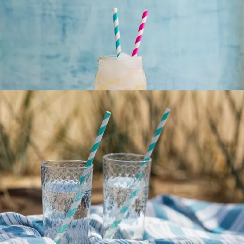 100 Pcs Party Papier Rietjes Streep Dots Sterren Wegwerp Papier Rietjes Voor Feestartikelen Verjaardag Bruiloft Biologisch Afbreekbaar