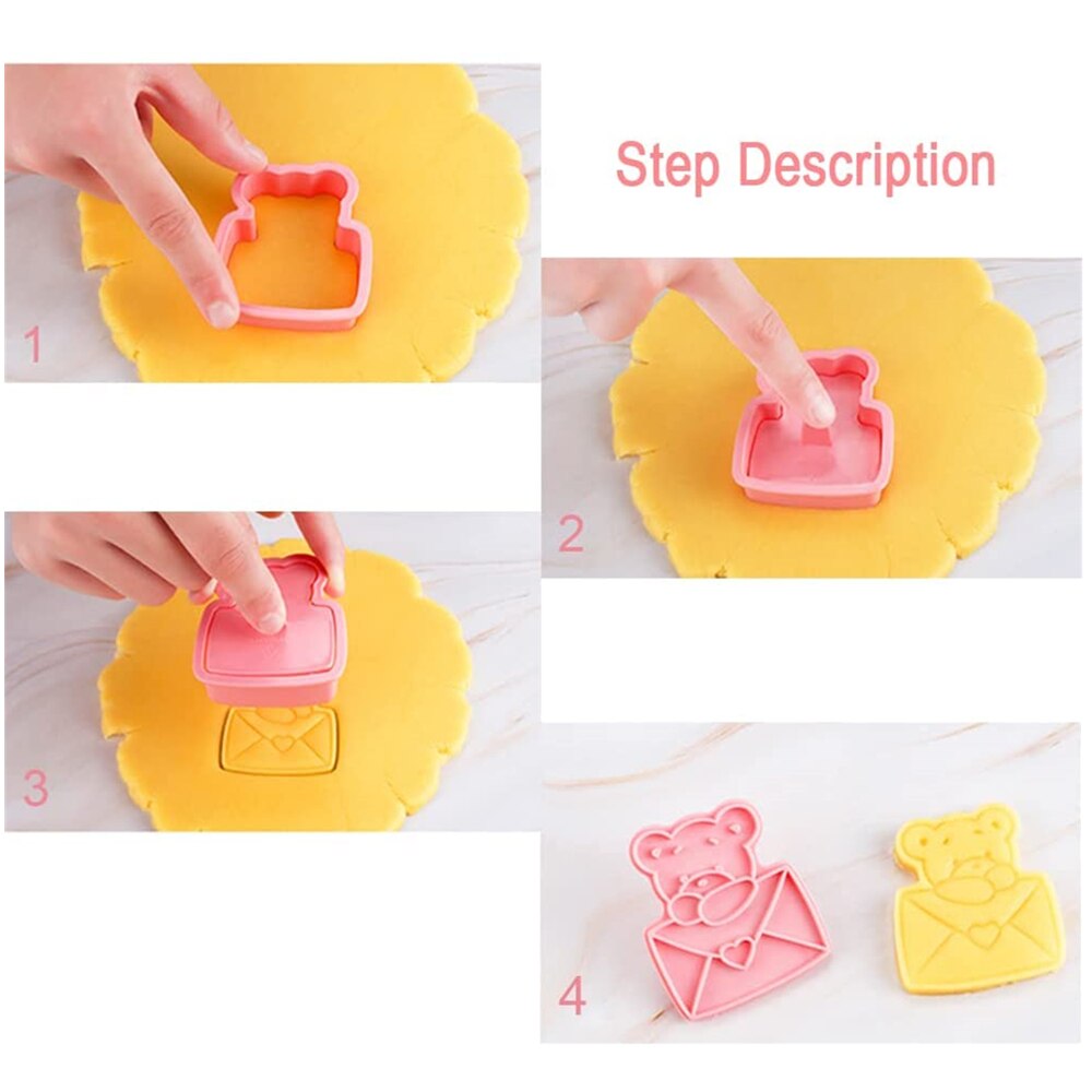 Mooie 3d Valentijnsdag Cookie Cutters Set Plastic Mini Biscuit Cutter Mold Voor Valentijn Party Bakken Fondant Cake Stempel tool