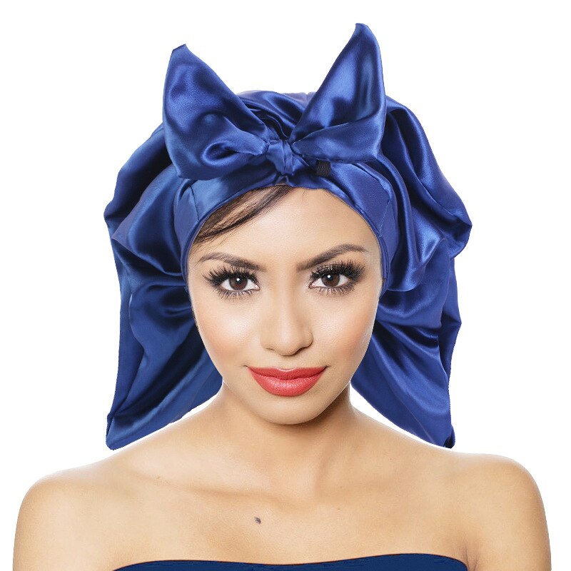 Bonnets de cheveux en Satin pour femmes, Bonnet de couchage soyeux avec bande élastique douce, grands Bonnets pour femmes