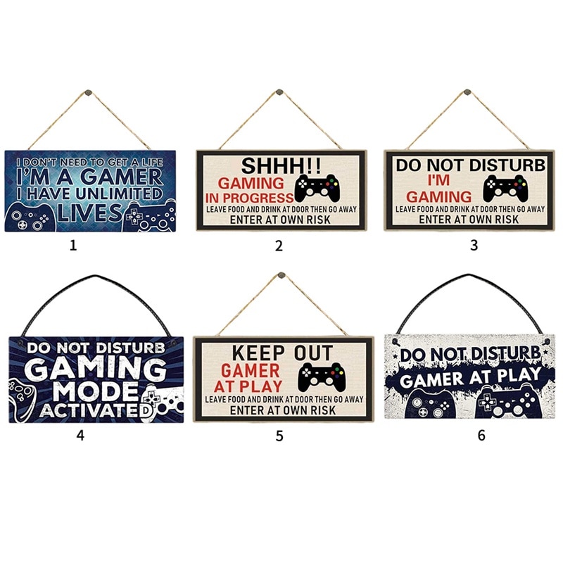 Wooden Door Hanging Sign Ornament Funny Keep Out Gamer At Play Decoration for Home Wooden Pendants