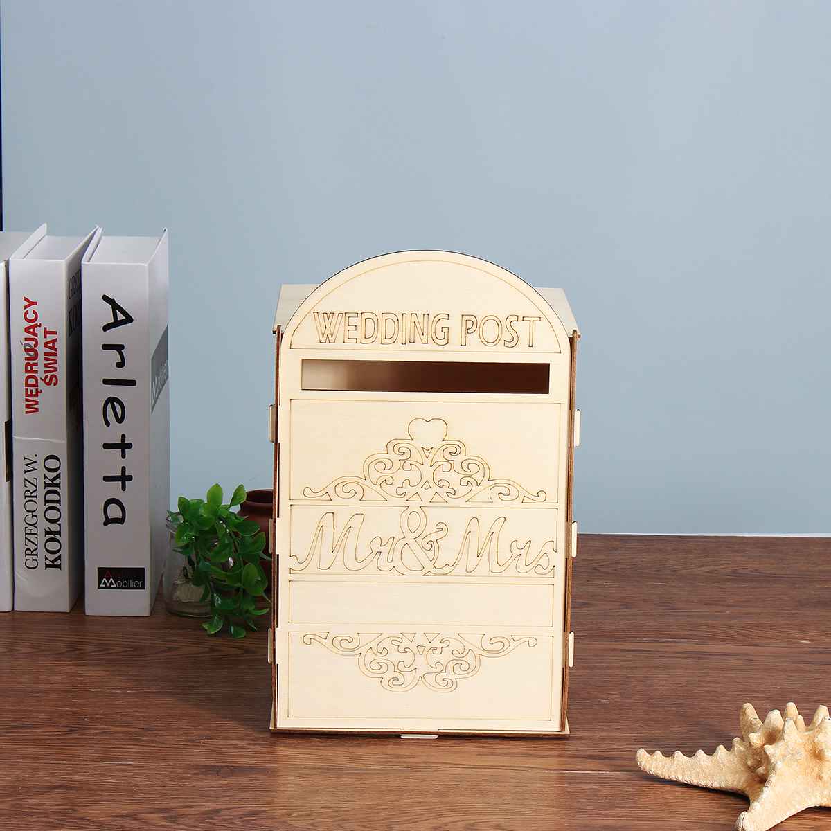 Diy Wooden Wedding Supplies Mailbox Royal Mail Style Ornaments Wedding Post Box Card Boxes with a Key: D